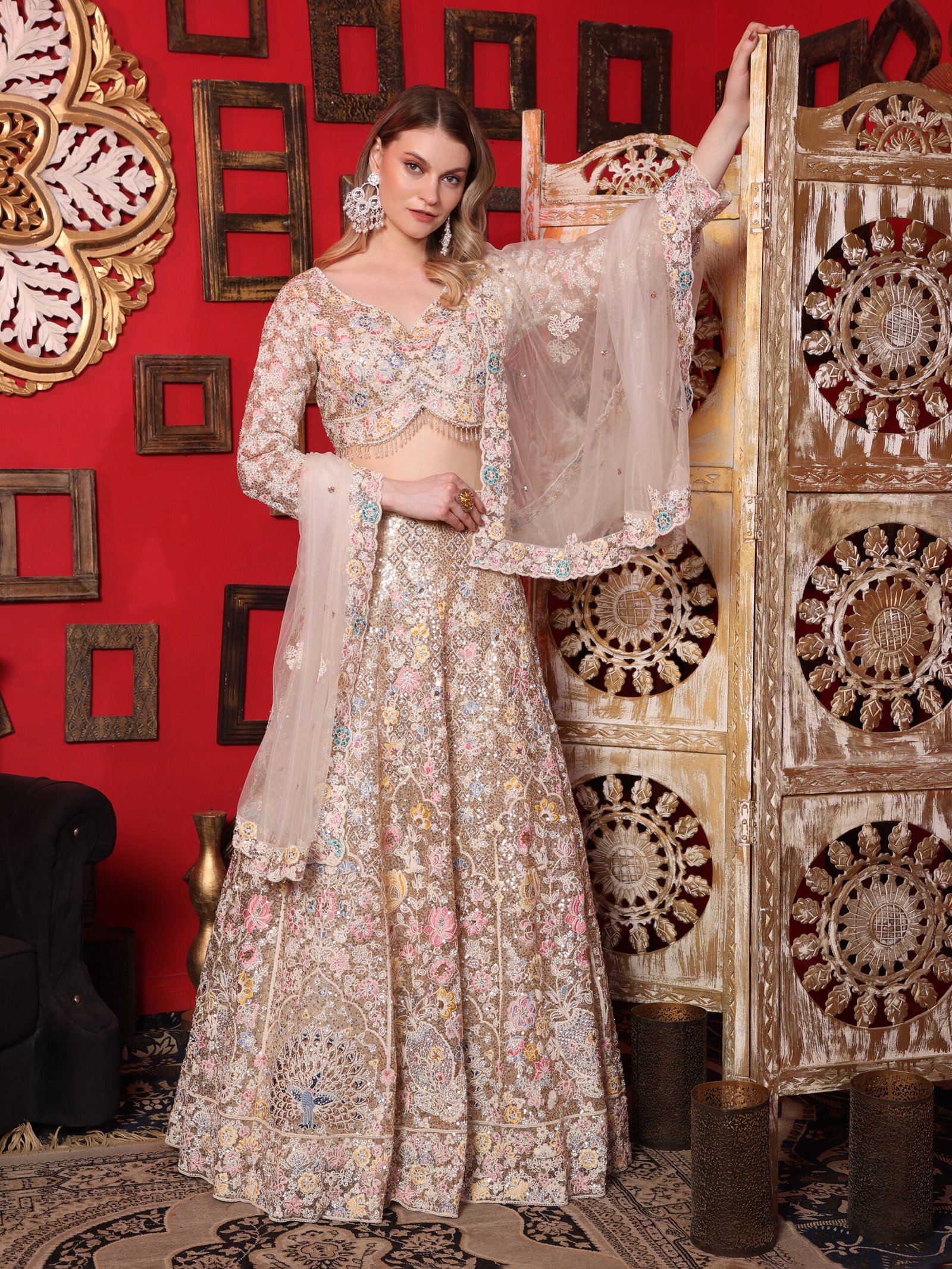 Ivory Blossom Enchanted Bridal Lehenga - Image 2