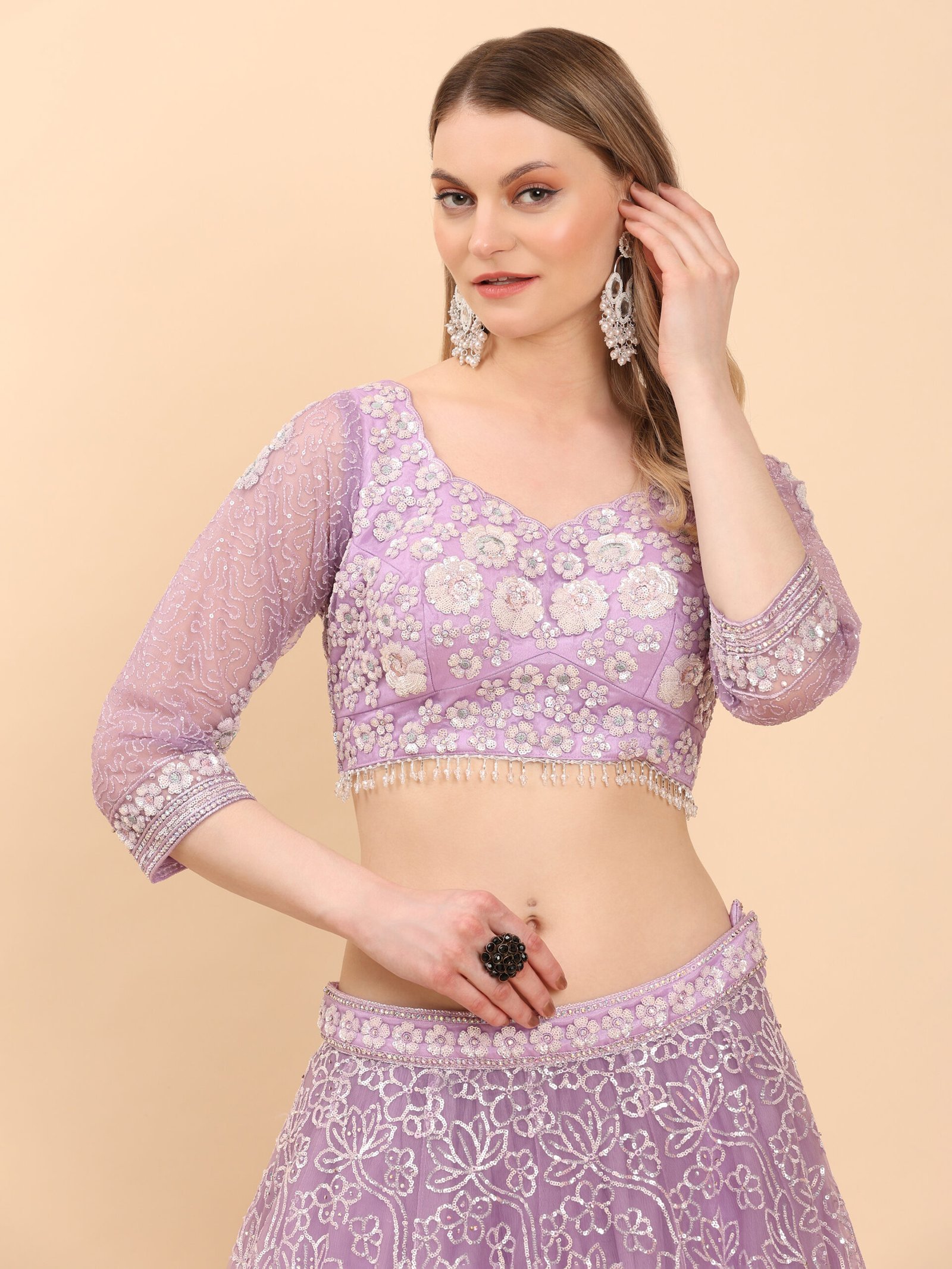 Lavender Petal Dream Embroidered Lehenga - Image 6