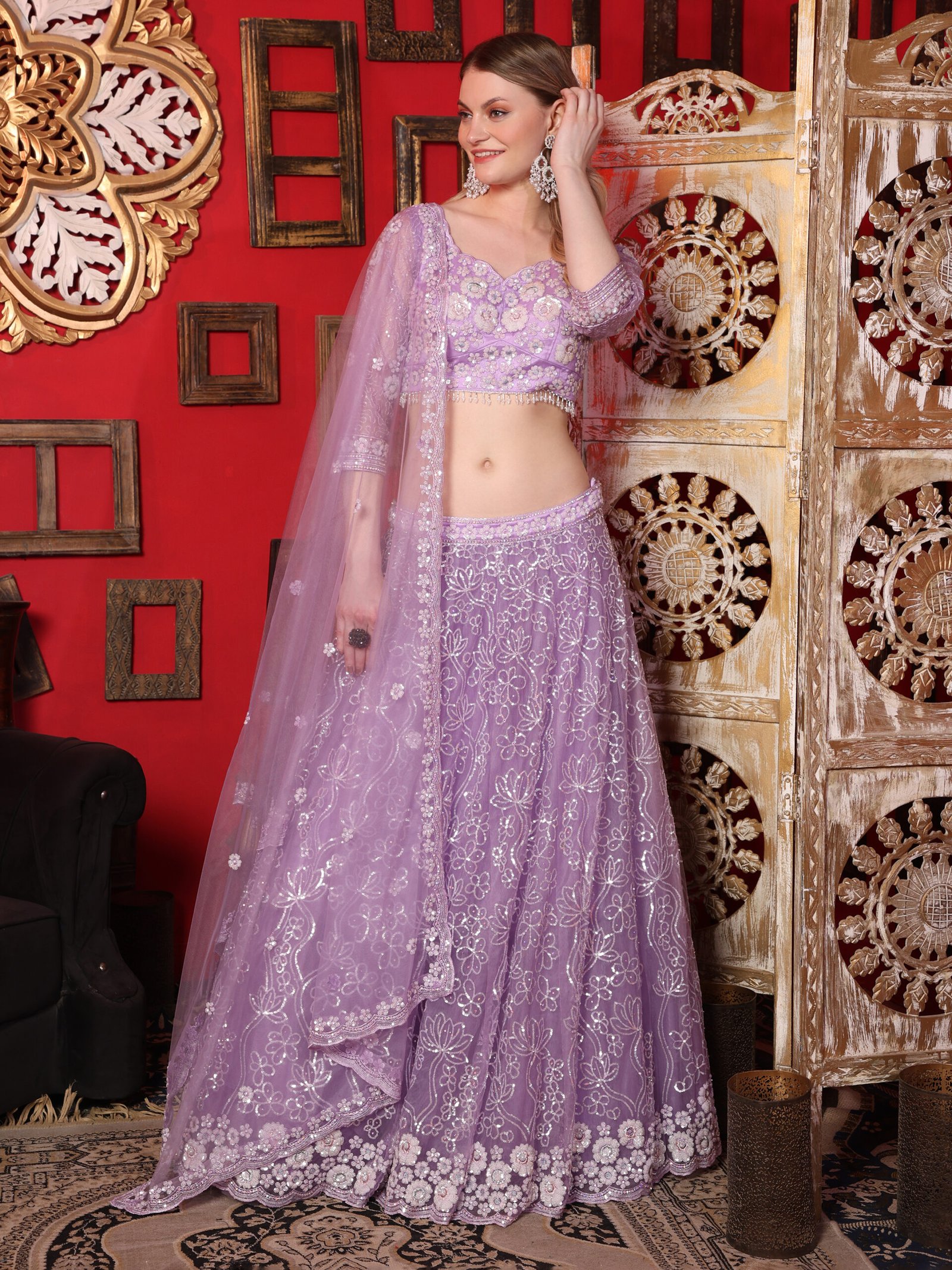 Lavender Petal Dream Embroidered Lehenga