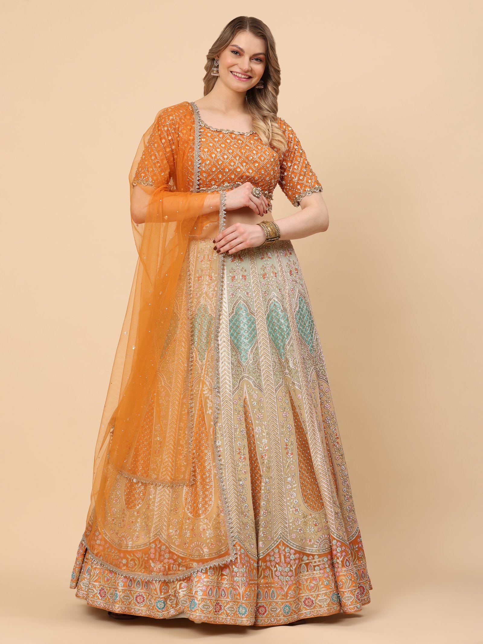Sunset Glow Embroidered Lehenga - Image 4