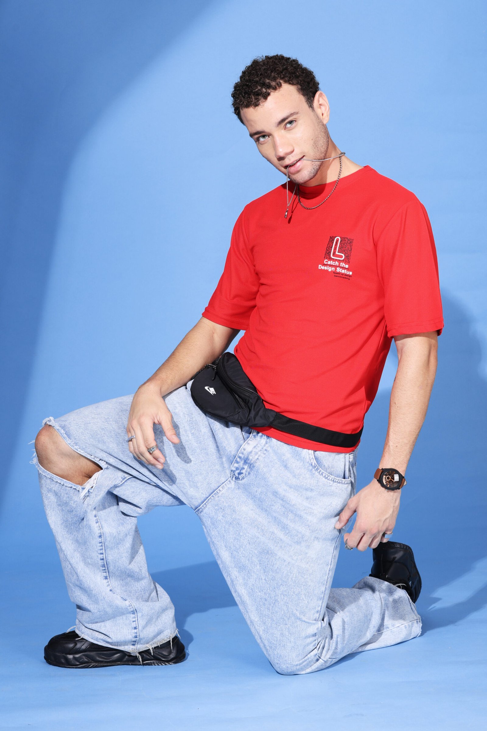 Red Spandex Design Status T shirt - Image 3