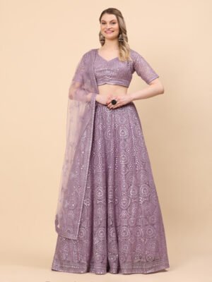 Lilac Radiance Bridal Mirror Lehenga