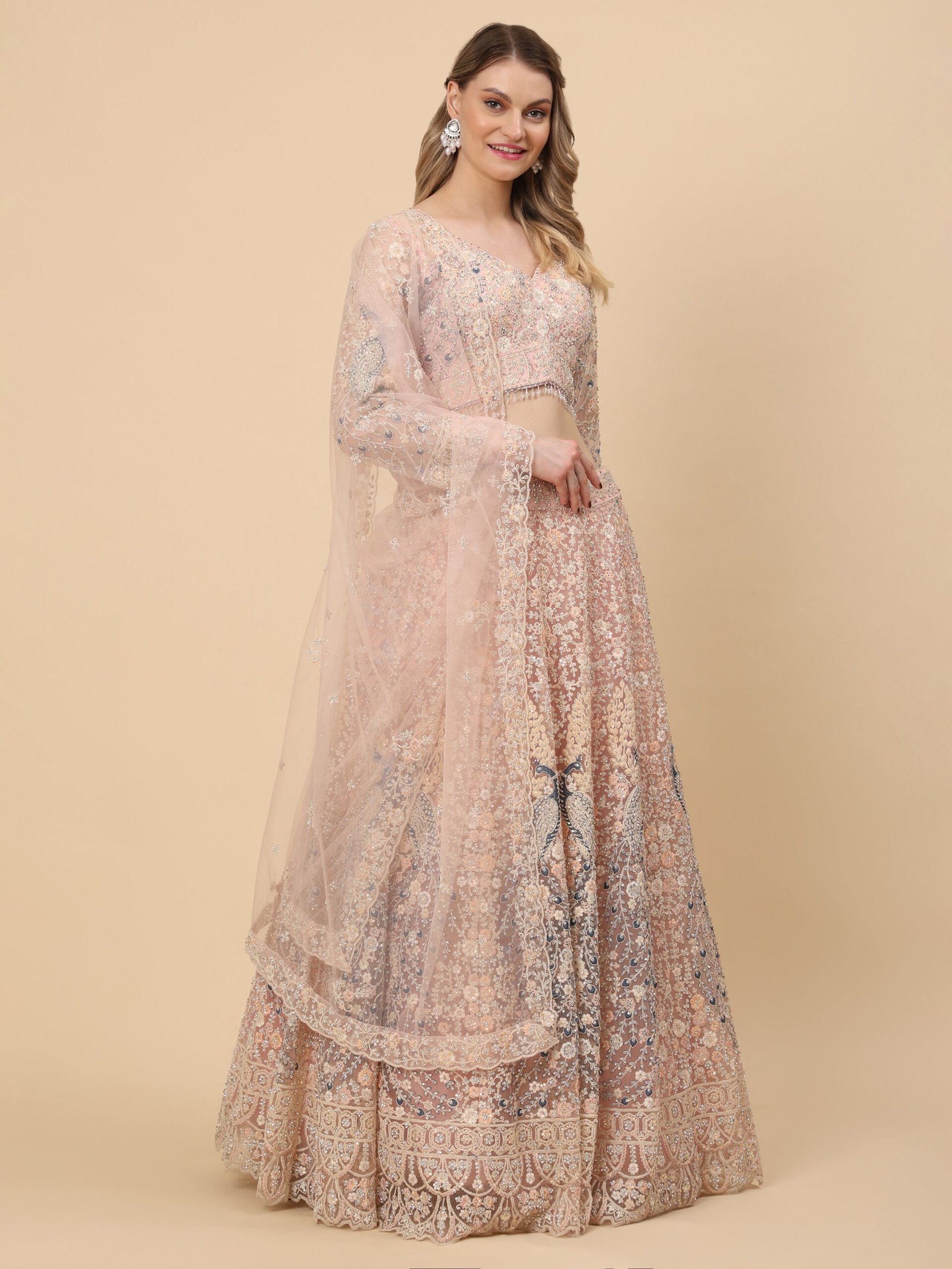 Blush Serenity Embroidered Bridal Lehenga - Image 5
