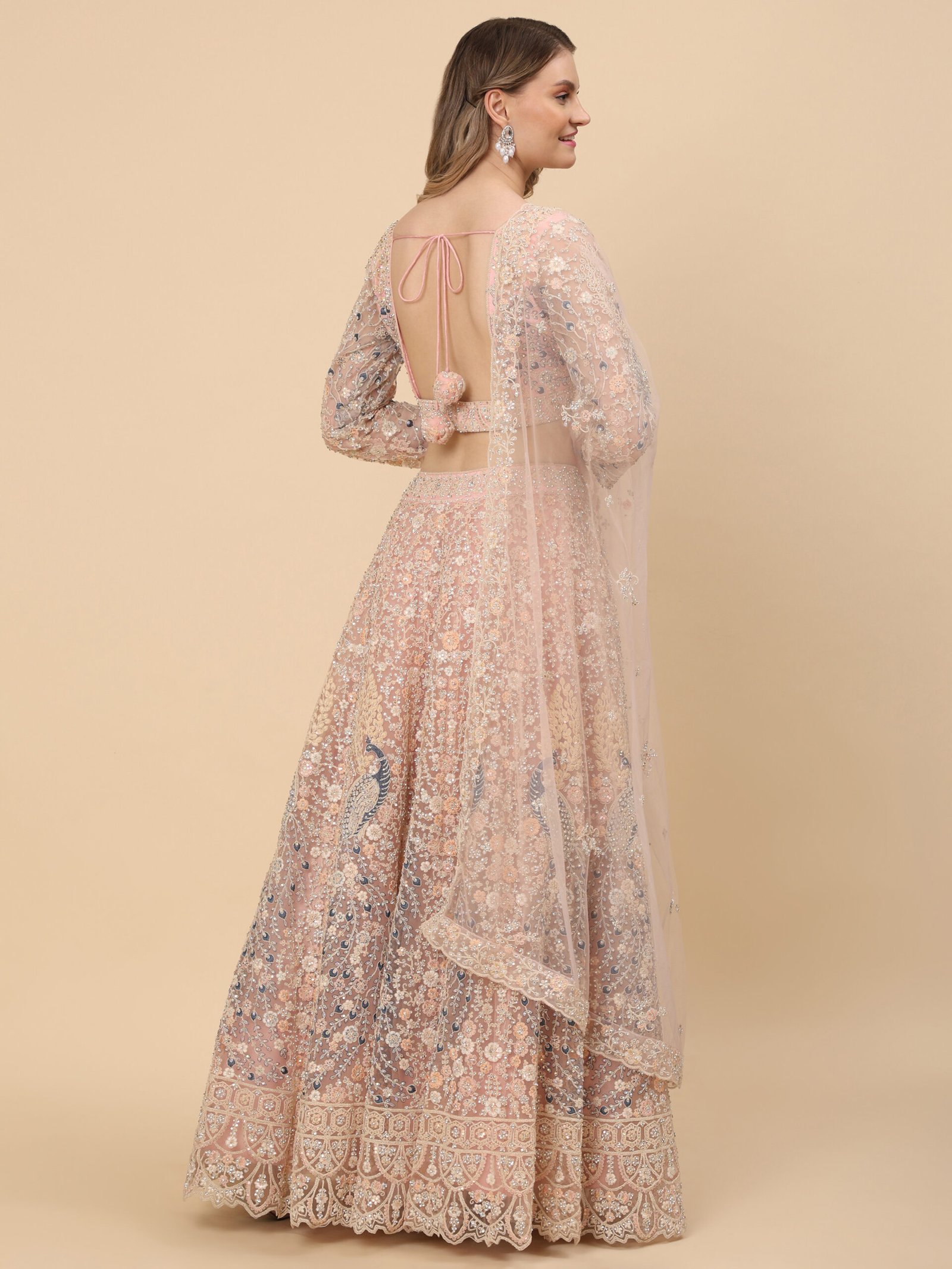 Blush Serenity Embroidered Bridal Lehenga - Image 3