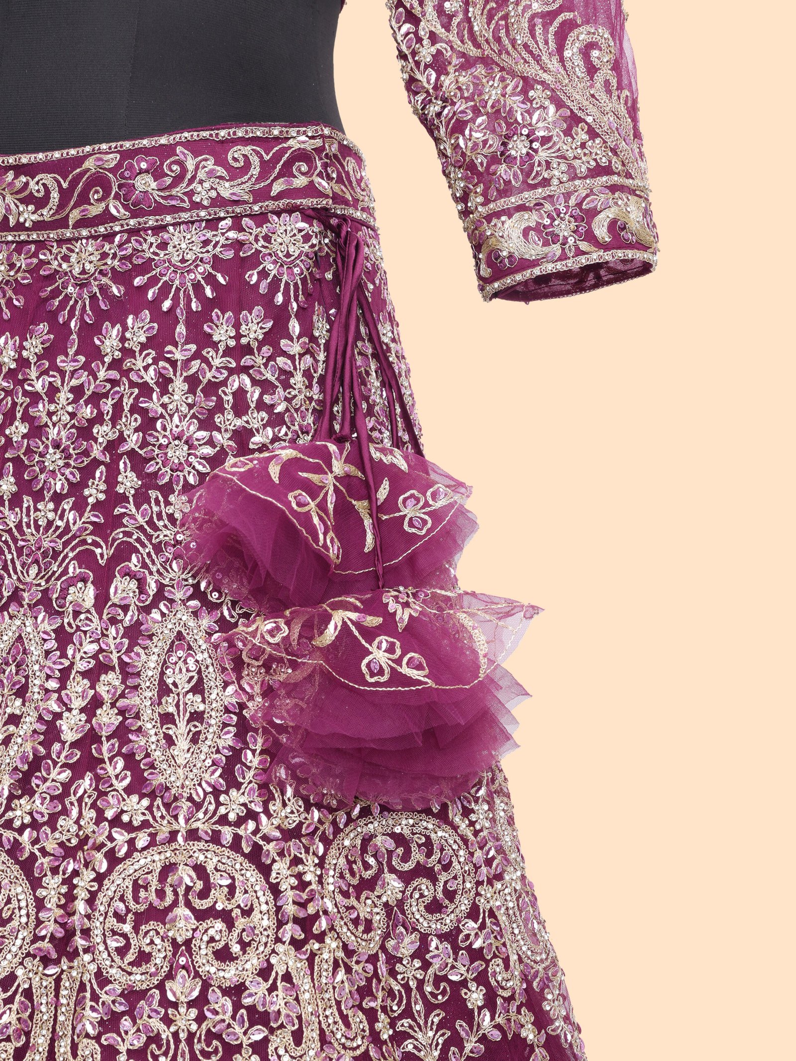 Royal Amethyst Embroidered Bridal Lehenga - Image 7