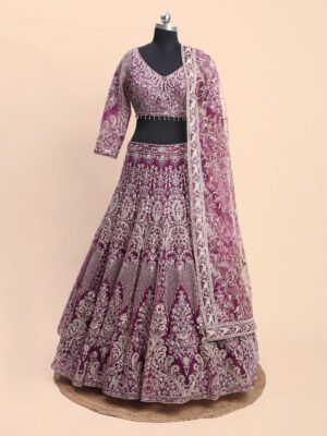 Royal Amethyst Embroidered Bridal Lehenga