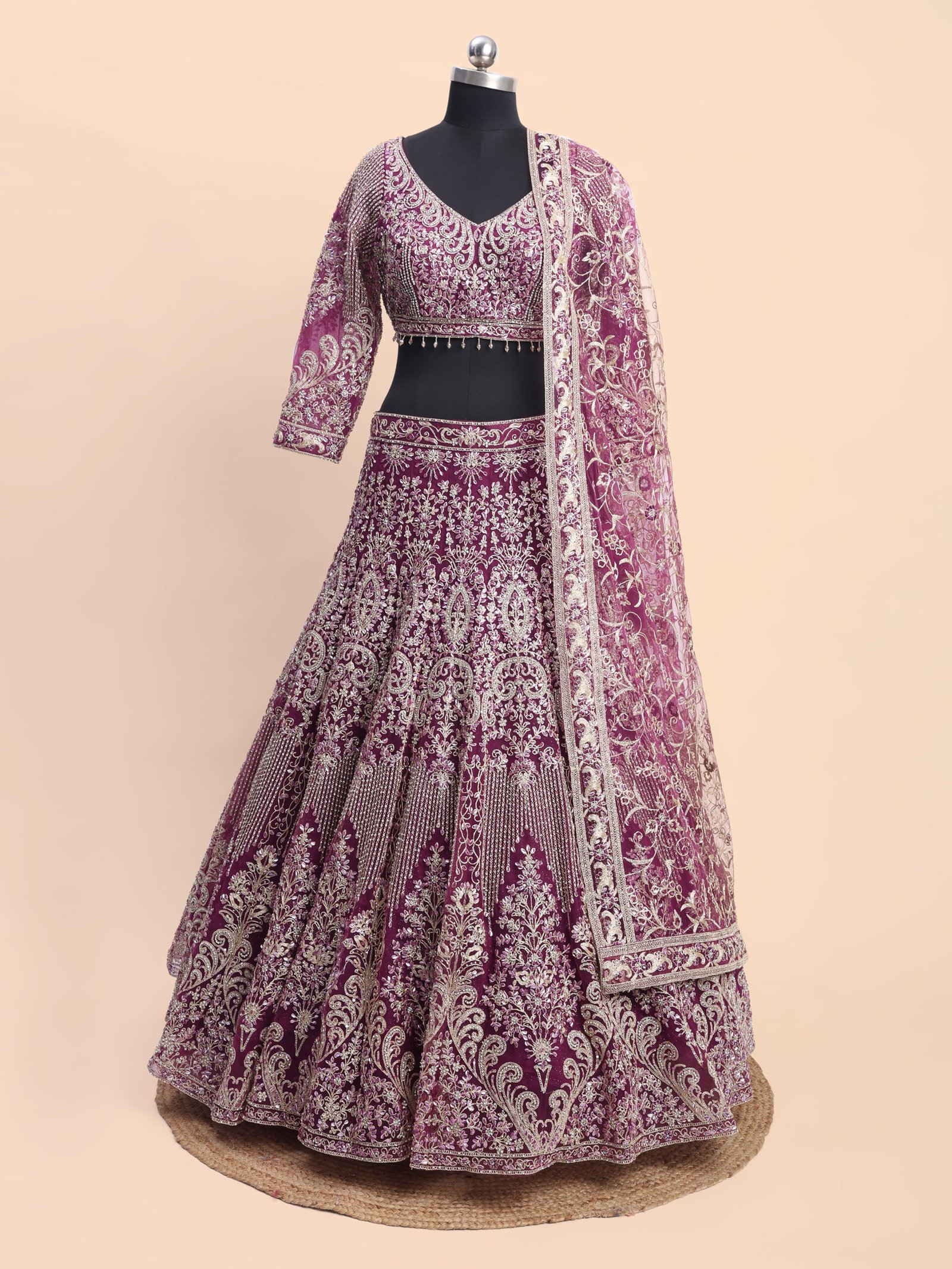 Royal Amethyst Embroidered Bridal Lehenga