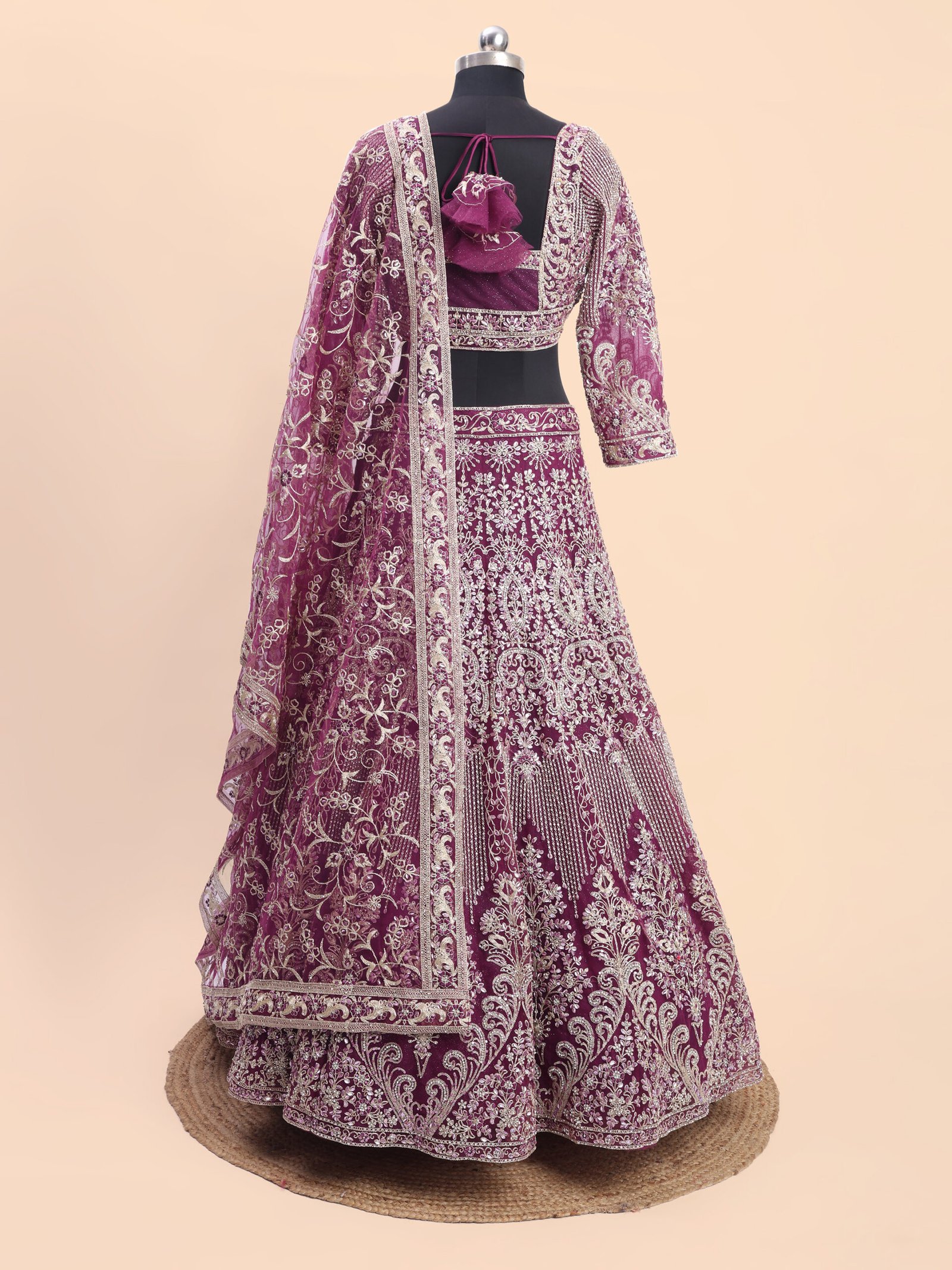 Royal Amethyst Embroidered Bridal Lehenga - Image 2
