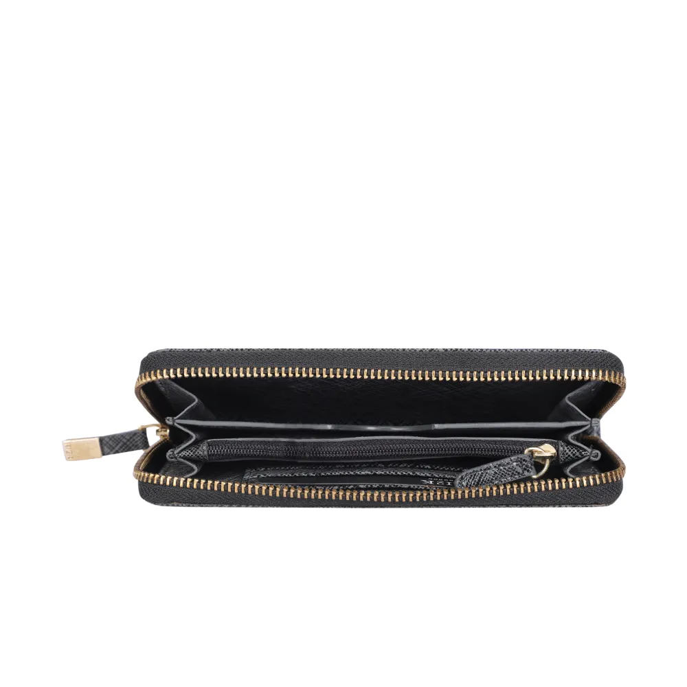 Black and Grey Leather Wristlet Zip Around Purse - Image 3