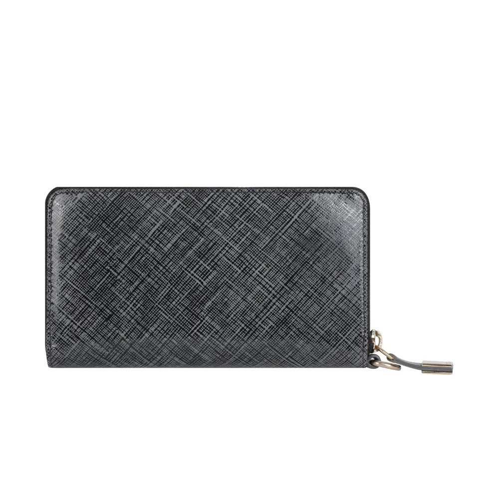 Black and Grey Leather Wristlet Zip Around Purse - Image 4