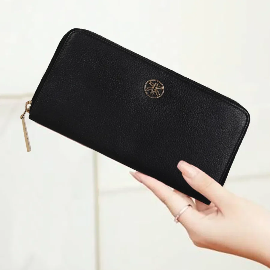 Black With Butterfly Logo Zip Around Purse