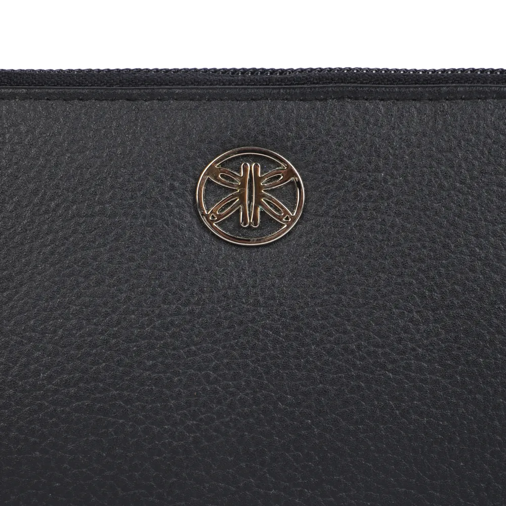Black With Butterfly Logo Zip Around Purse - Image 5