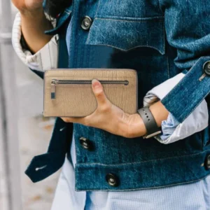 Light Tan Leather Zip Purse