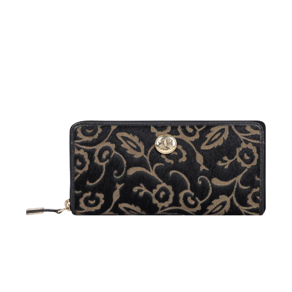 Black Lazer Cut Hair On Zip Around Purse - Image 2