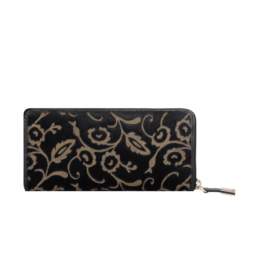 Black Lazer Cut Hair On Zip Around Purse - Image 4