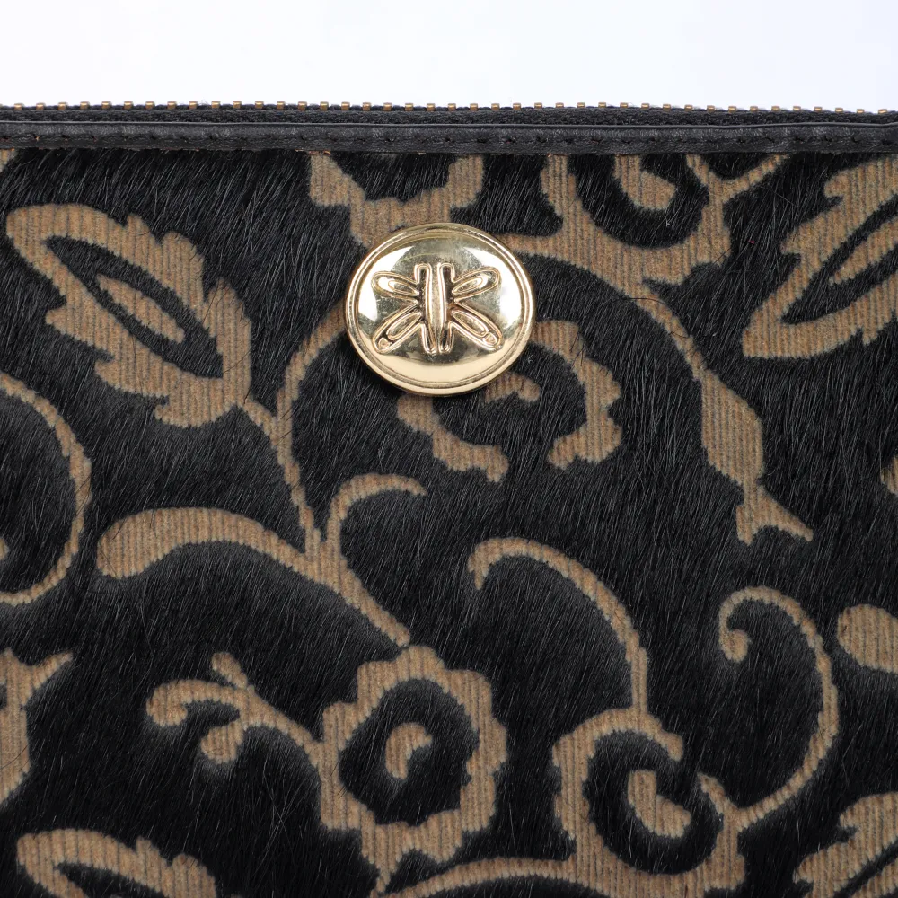Black Lazer Cut Hair On Zip Around Purse - Image 5
