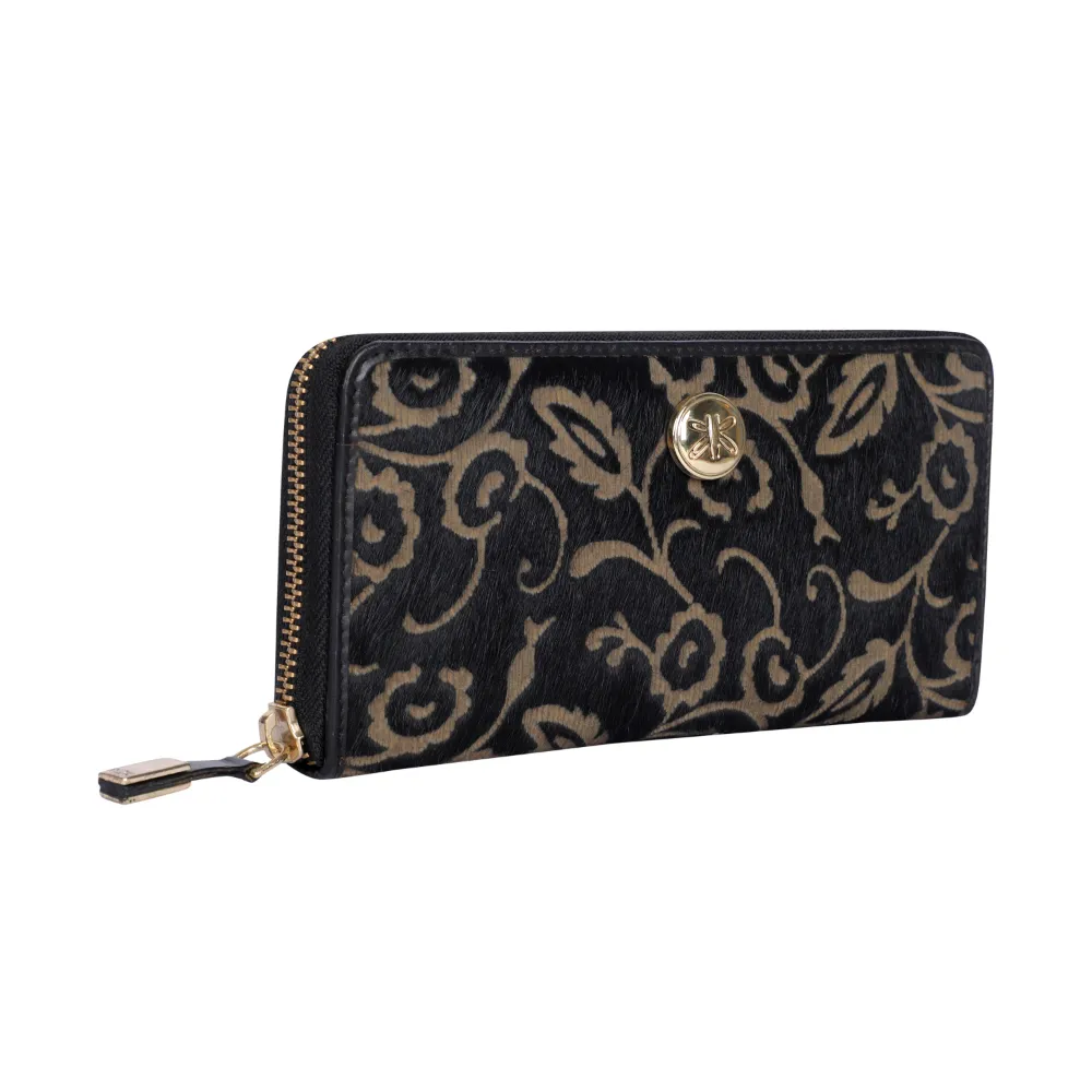 Black Lazer Cut Hair On Zip Around Purse - Image 6