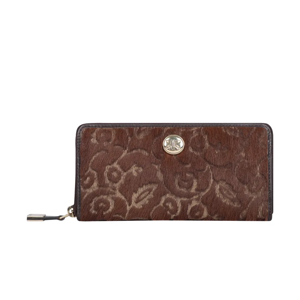 Brown Lazer Cut Hair On Zip Around Purse - Image 2