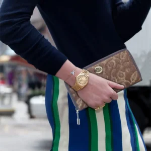 Brown Lazer Cut Hair On Zip Around Purse