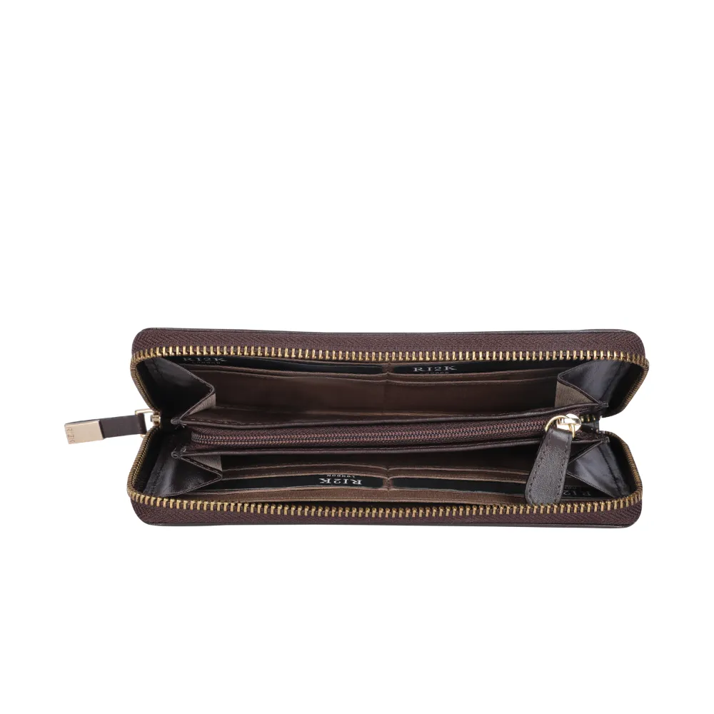 Brown Lazer Cut Hair On Zip Around Purse - Image 3