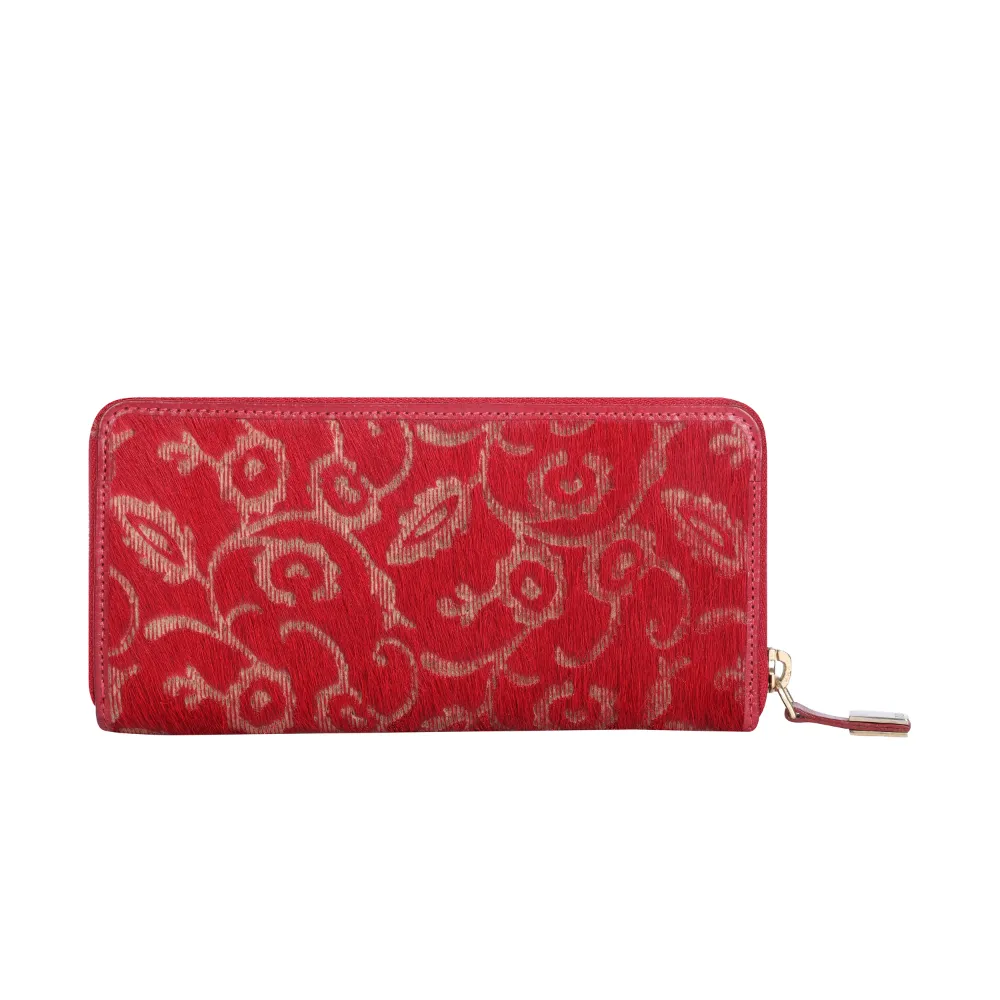 Red Lazer Cut Hair On Zip Around Purse - Image 3