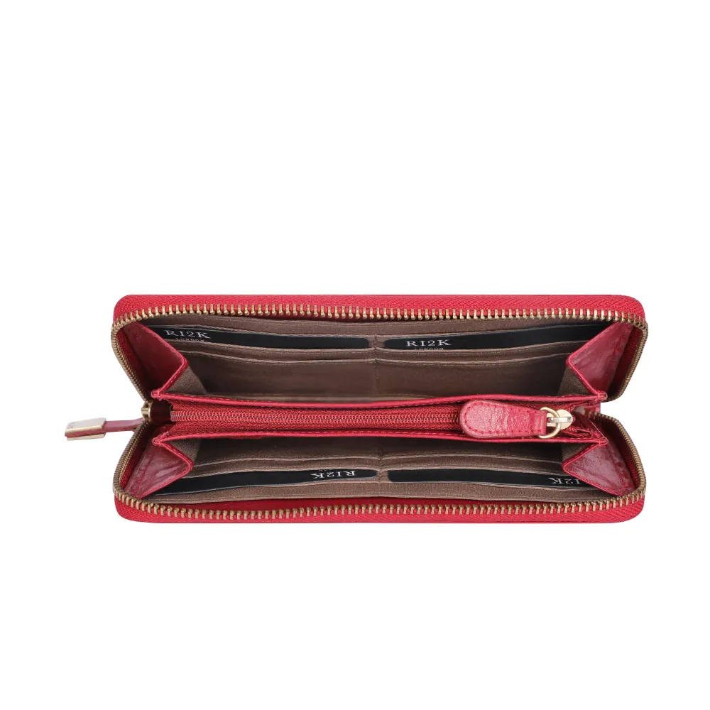Red Lazer Cut Hair On Zip Around Purse - Image 4