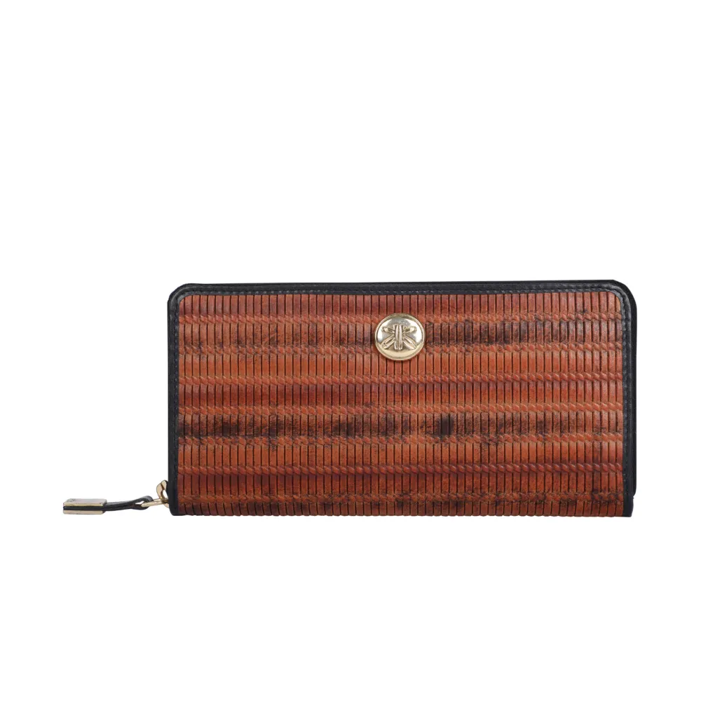 Tan Multicolour Leather Zip Around Purse - Image 2