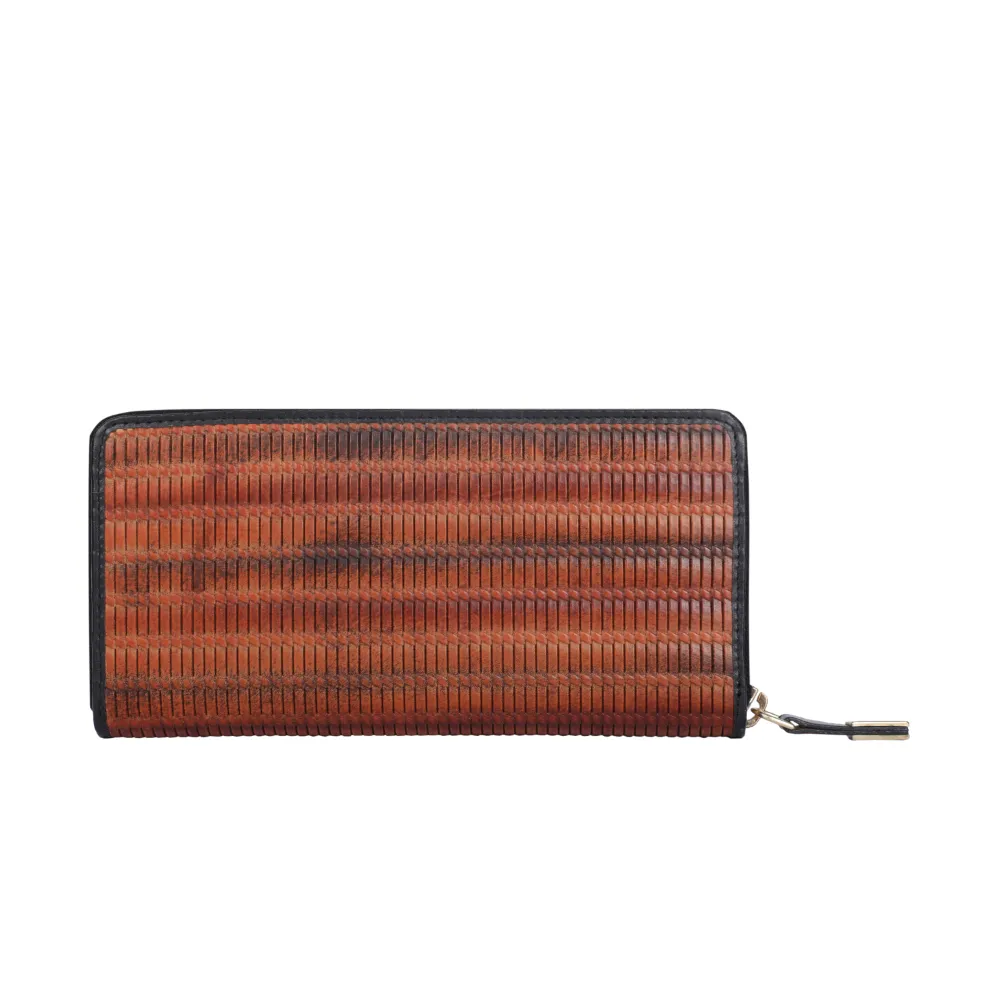 Tan Multicolour Leather Zip Around Purse - Image 4