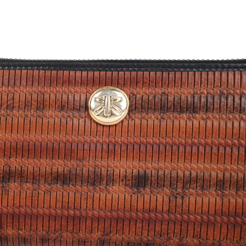 Tan Multicolour Leather Zip Around Purse - Image 5