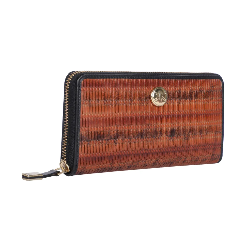 Tan Multicolour Leather Zip Around Purse - Image 6