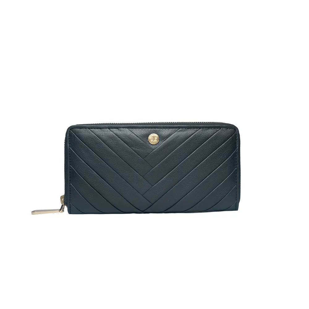 Black Pleated Zip Around Purse - Image 2
