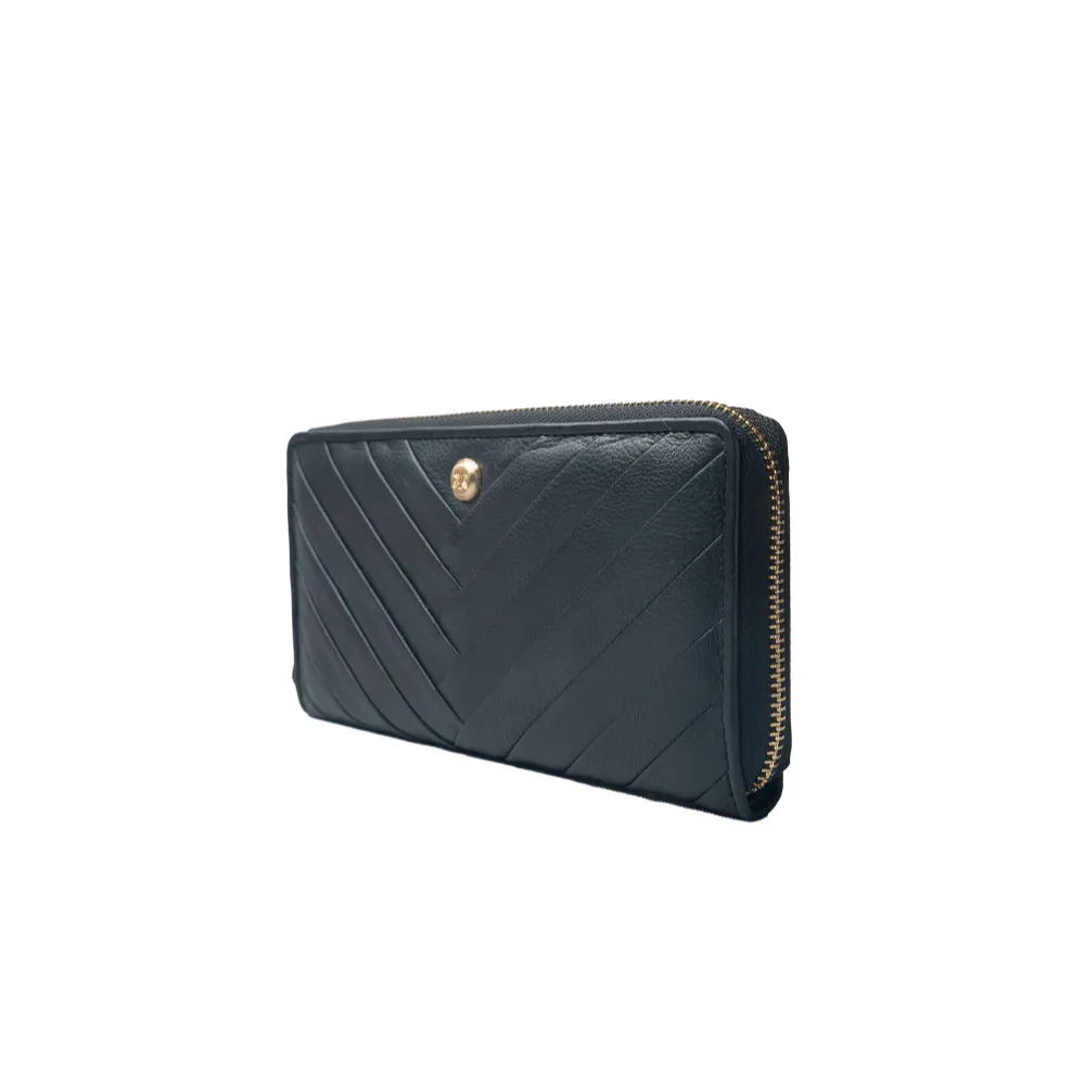 Black Pleated Zip Around Purse - Image 6