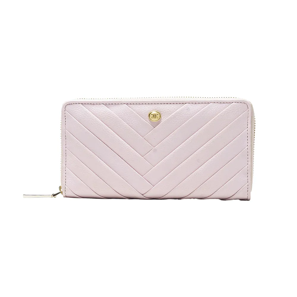 Pink Pleated Zip Around Purse - Image 2