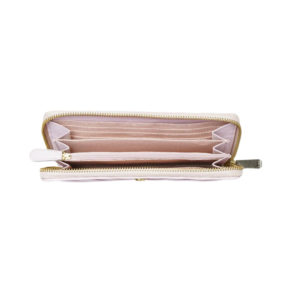 Pink Pleated Zip Around Purse - Image 3