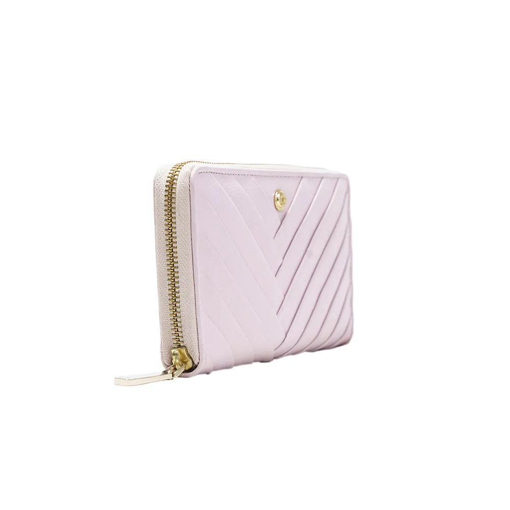 Pink Pleated Zip Around Purse - Image 6