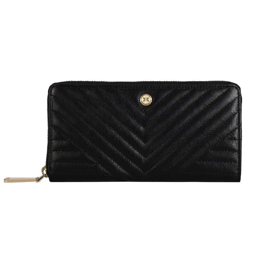 Quilted Black Zip Around Purse - Image 2
