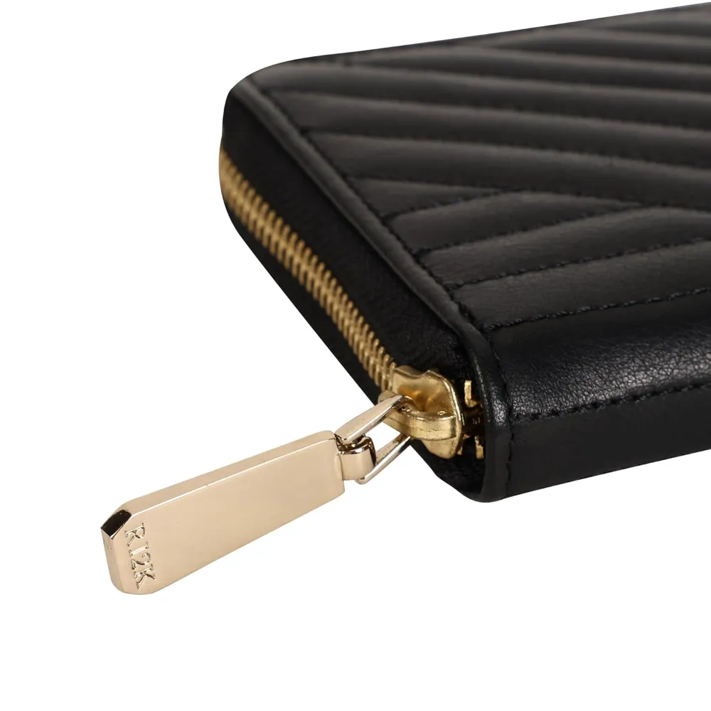Quilted Black Zip Around Purse - Image 5