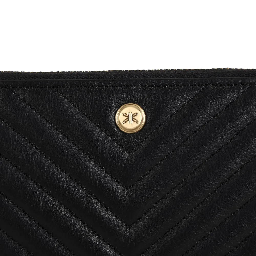 Quilted Black Zip Around Purse - Image 7