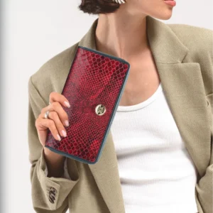 Red And Black Zip Around Purse