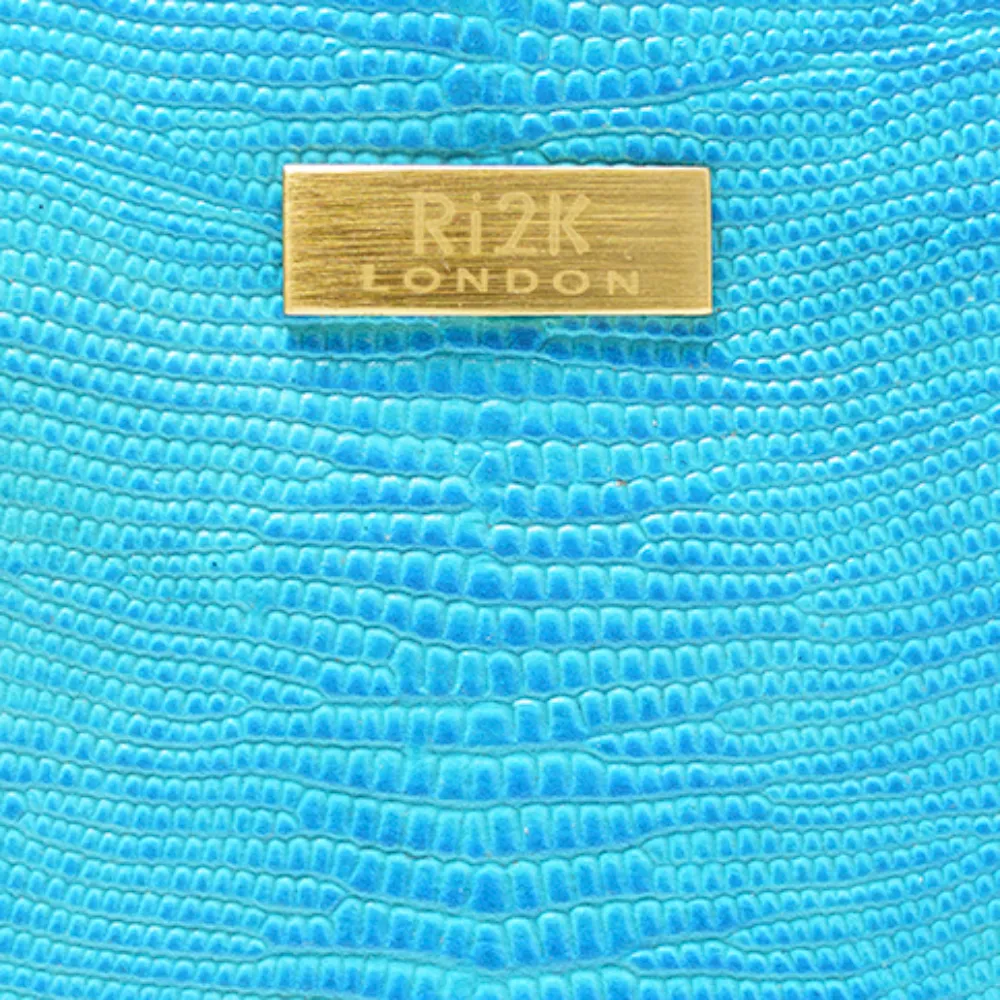 Blue Italian Leather Zip Around Purse - Image 6