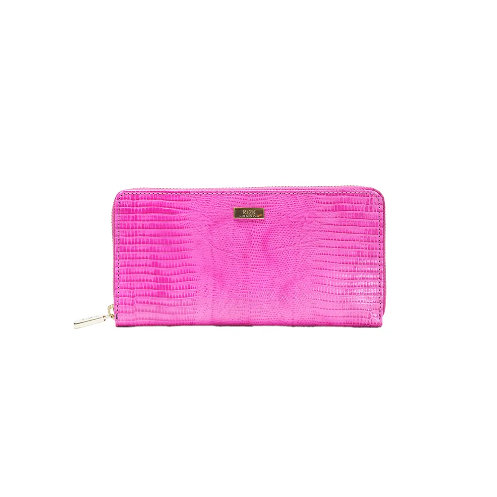 Pink Italian Leather Zip Around Purse - Image 2