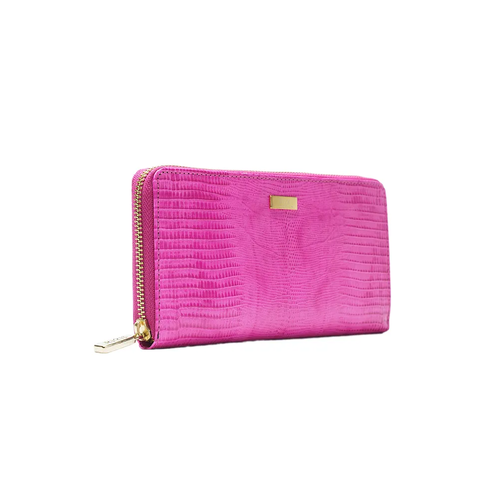 Pink Italian Leather Zip Around Purse - Image 6