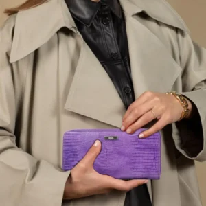 Purple Italian Leather Zip Around Purse