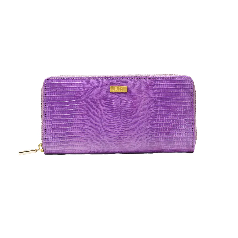 Purple Italian Leather Zip Around Purse - Image 2
