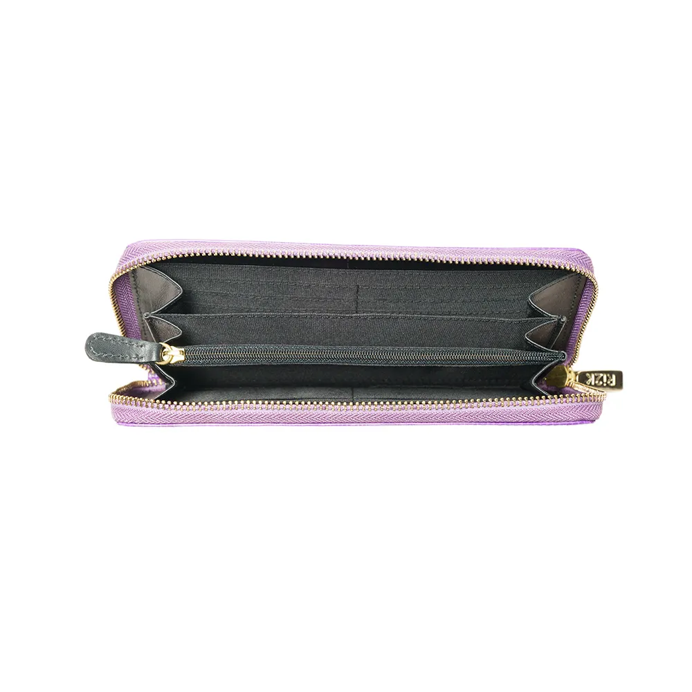 Purple Italian Leather Zip Around Purse - Image 3