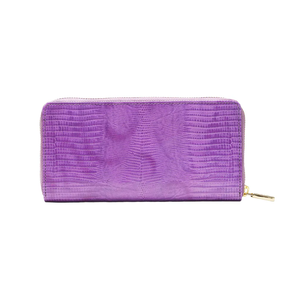 Purple Italian Leather Zip Around Purse - Image 4