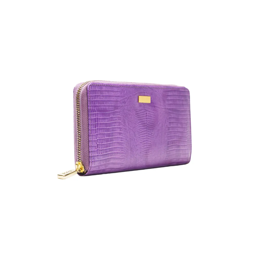 Purple Italian Leather Zip Around Purse - Image 6