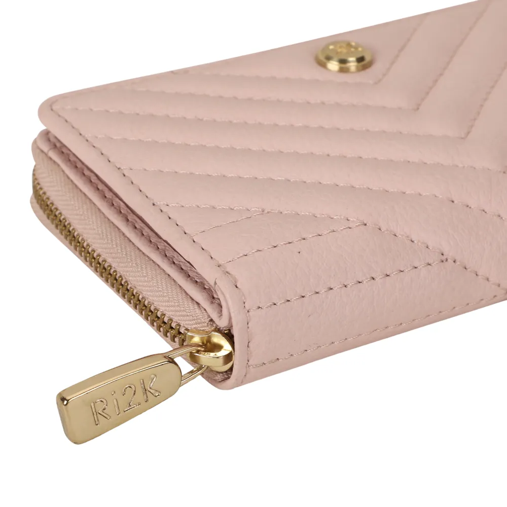 Pink Quilted Medium Zip Around Purse - Image 6