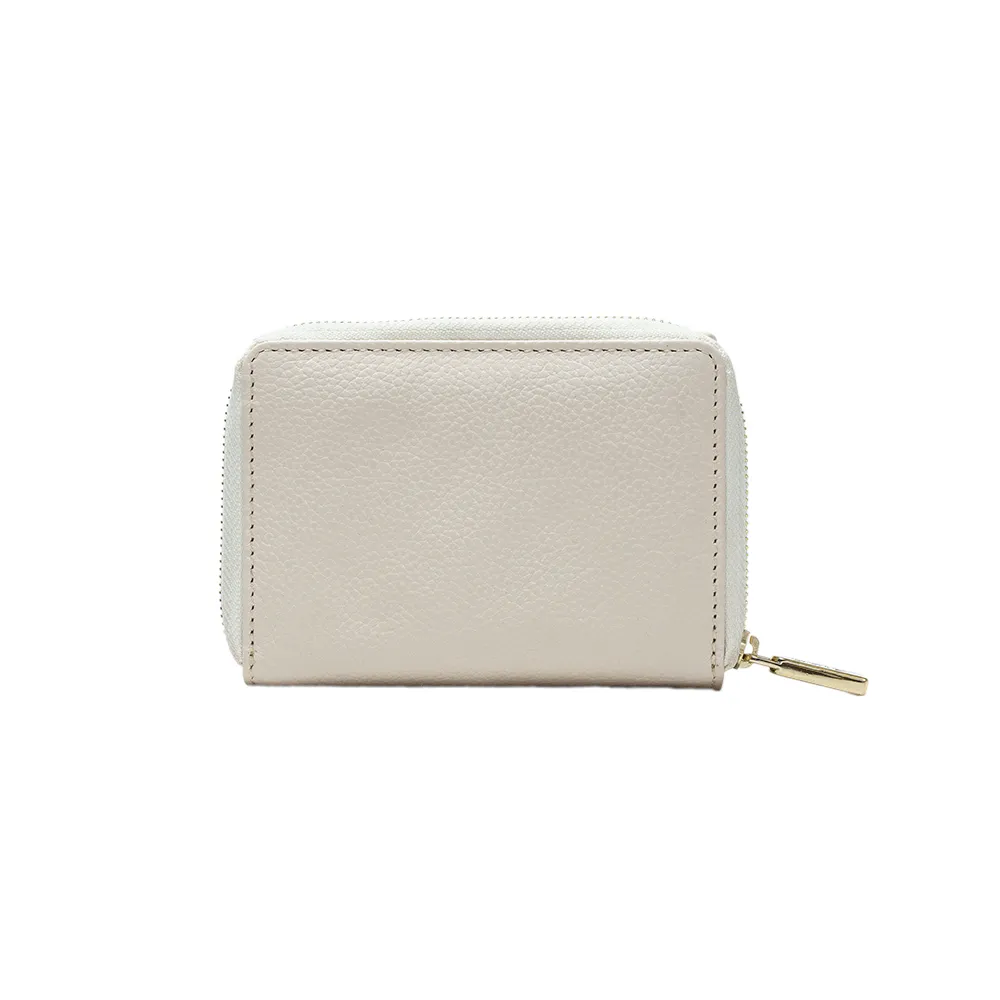 Cream Pleated Leather Bi Fold Purse - Image 6
