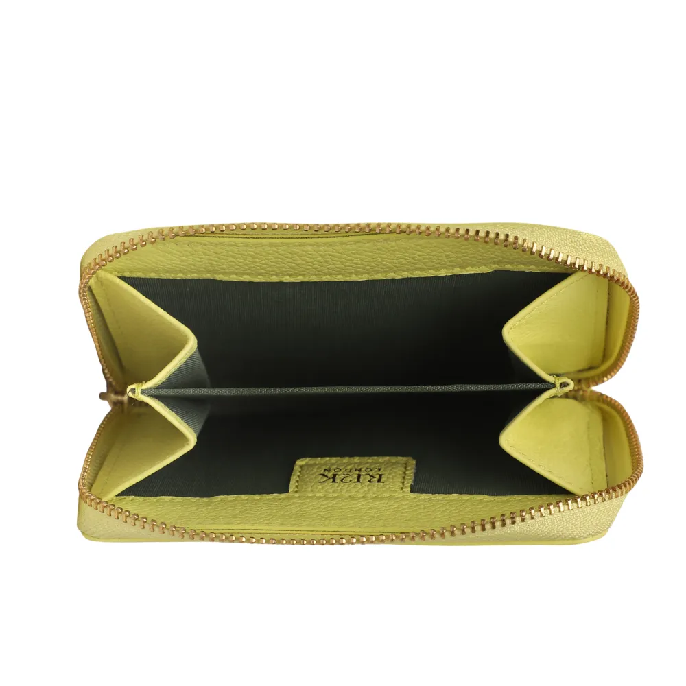Lime Pleated Leather Bi Fold Purse - Image 4